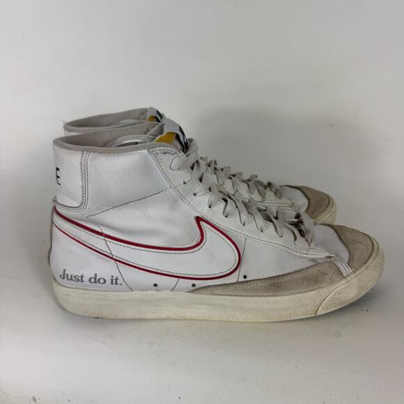 Nike Blazer Mid 77 Just Do It Skate Sneakers Men's 10.5 White Leather Mid Top - Picture 2 of 10